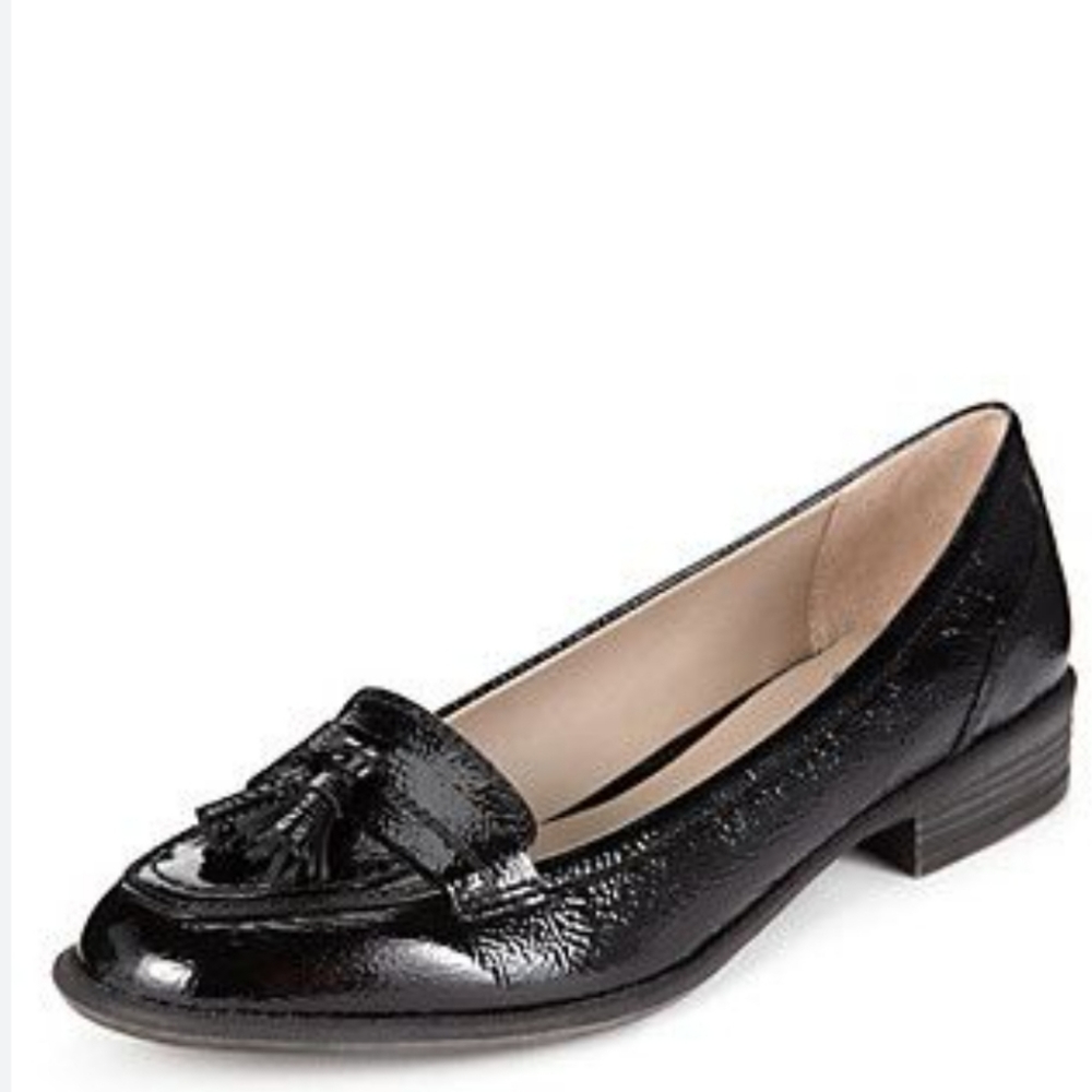 FOOTGLOVE Black Leather Wider Fit Tassels Loafers